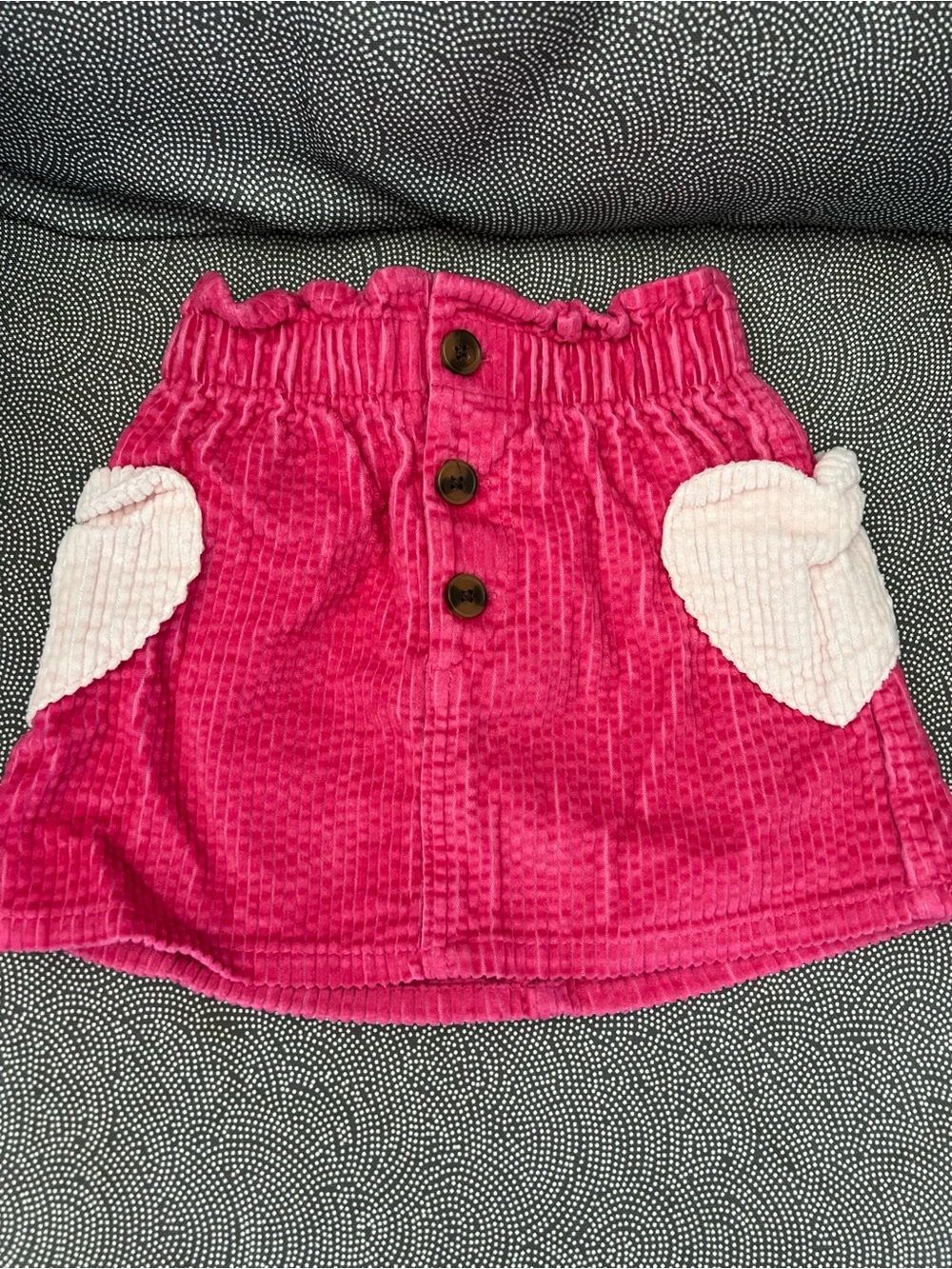 Old Navy Hot Pink Corduroy Skirt with Light Pink Heart Pockets